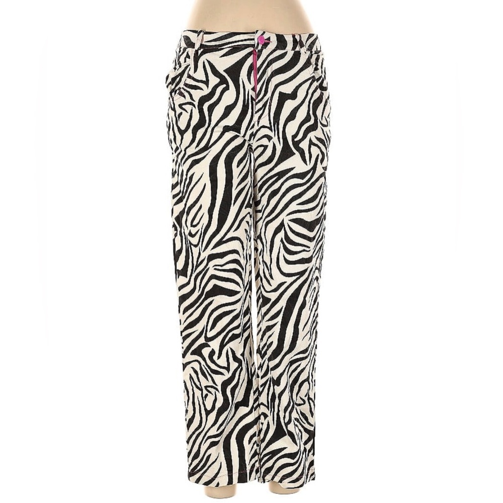 Vintage Y2K Alice’s Lips Black & White Zebra Print Jeans Denim Low-Mid Rise sz M